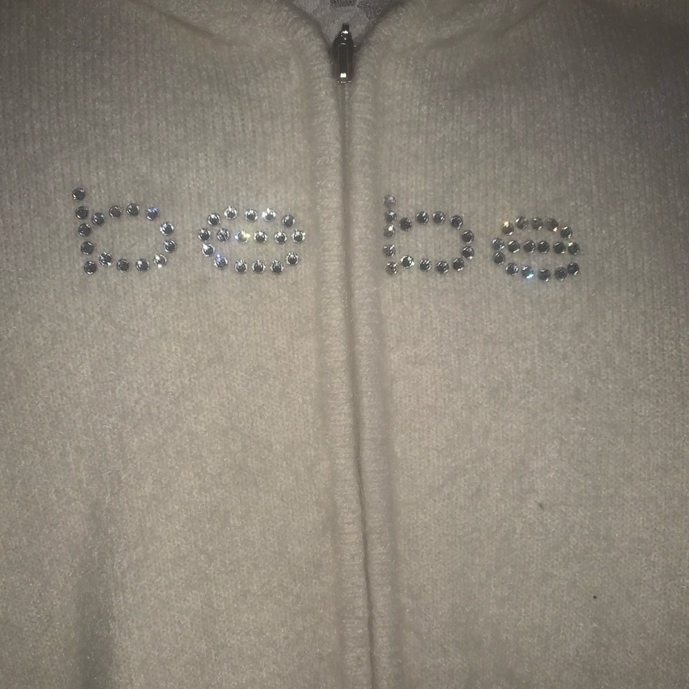 COPY - New, never worn Bebe angora zip-up sweater.